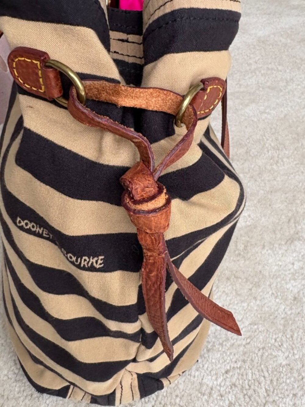 Dooney & Bourke Women's Striped Canvas Tote In Camel/Brown - Picture 4 of 10